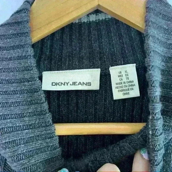 Dkny ribbed mock neck sweater brown Taupe Xl - Picture 4 of 6